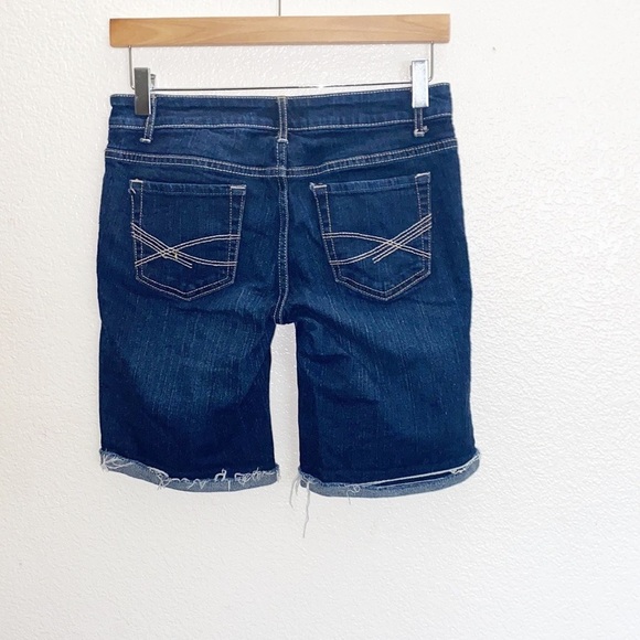 Aeropostale Dark Wash Cuffed Hem Bermuda Shorts - Picture 6 of 9